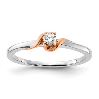 First Promise 14k White and Rose Gold 1/10 carat Round Diamond Complete Promise/Engagement Ring