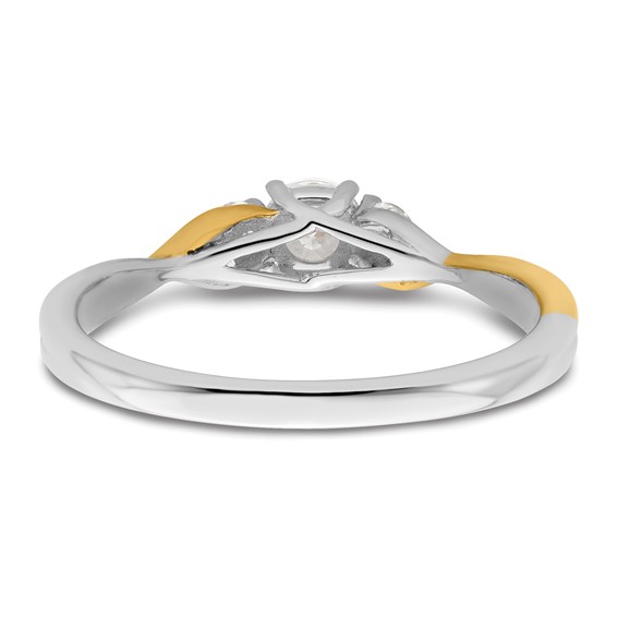 14k Two-tone 1/3 carat Lab Grown Diamond VS/SI+ G+ Complete Petite Engagement Ring