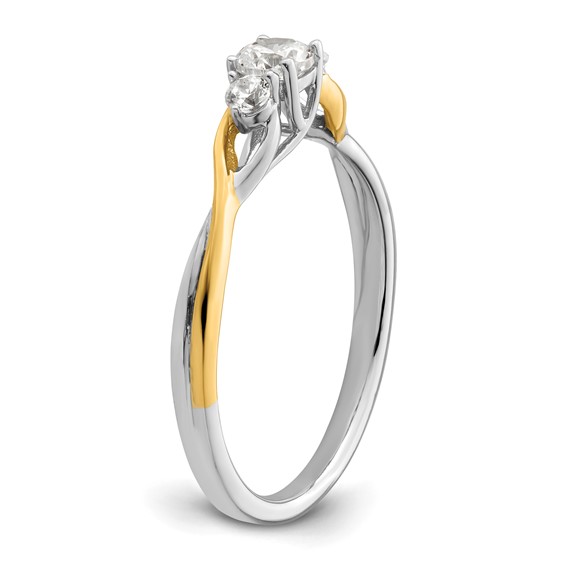 14k Two-tone 1/3 carat Lab Grown Diamond VS/SI+ G+ Complete Petite Engagement Ring