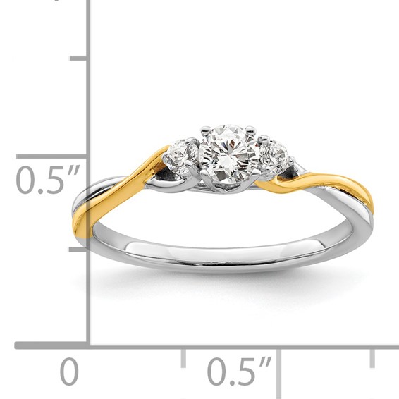14k Two-tone 1/3 carat Lab Grown Diamond VS/SI+ G+ Complete Petite Engagement Ring