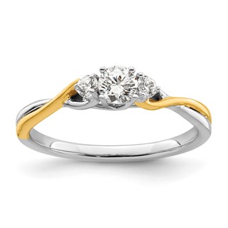 14k Two-tone 1/3 carat Lab Grown Diamond VS/SI+ G+ Complete Petite Engagement Ring