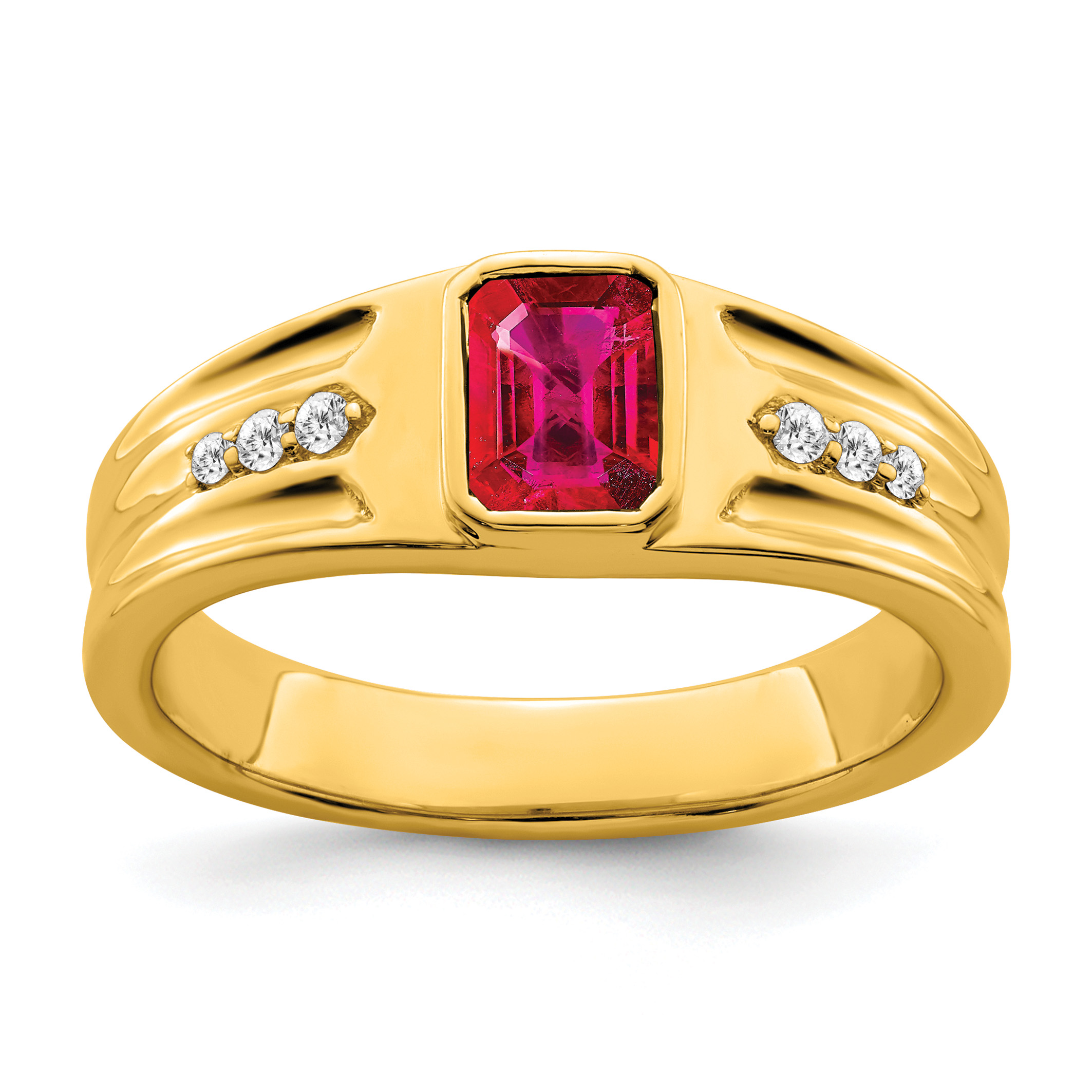 14k Created Ruby and Diamond Mens Ring (RM7306-RU-010-YA)