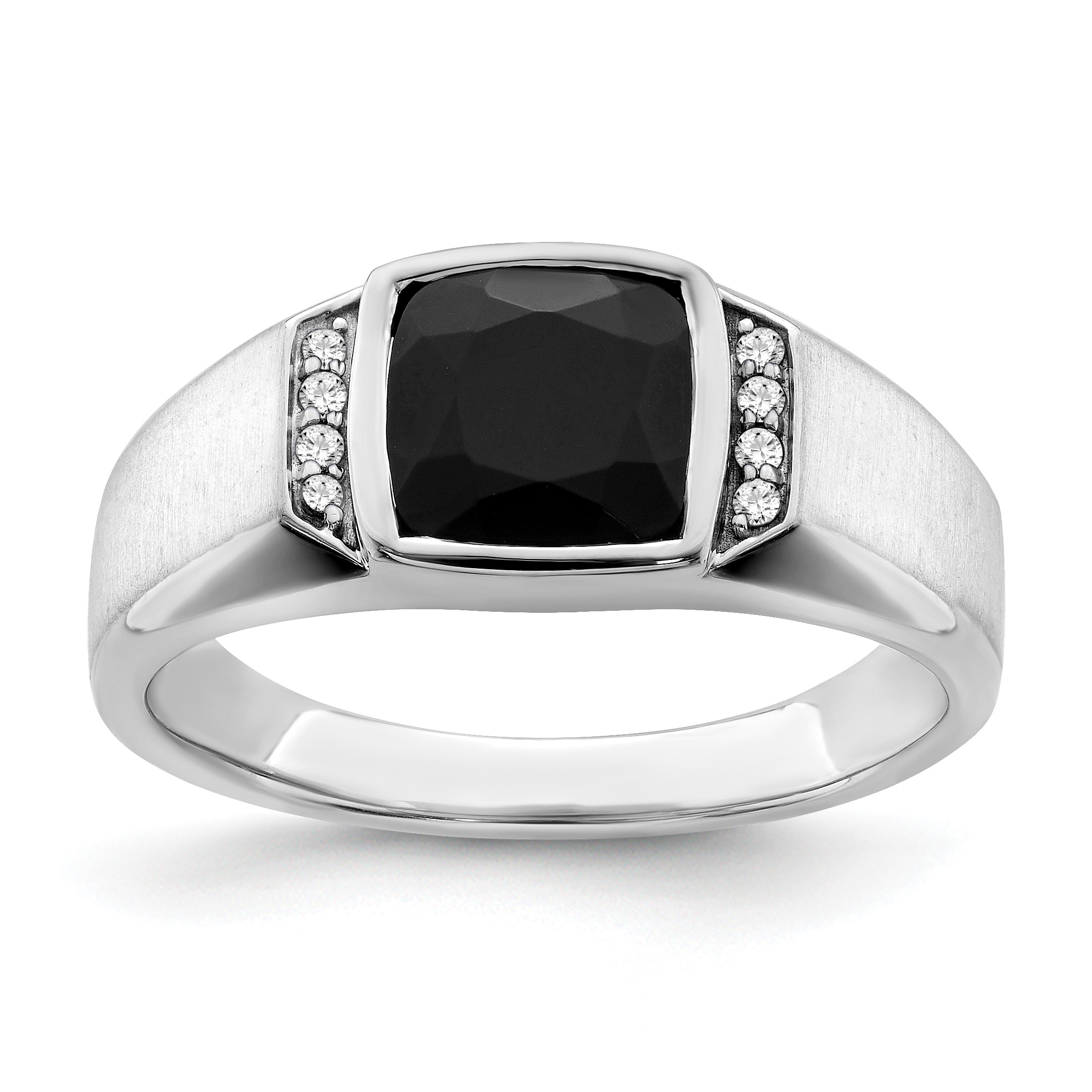 14k White Gold Onyx and Diamond Mens Ring (RM7313-OX-006-WA)