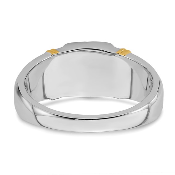 IB Goodman 14k Two-tone 8mm Cushion Onyx and 1/20 carat Diamond Mens Ring