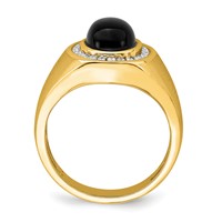 IBGoodman 14K Yellow Gold 0.25 Carat Lab Grown Diamond VS SI+ G+ and Oval Onyx Men's Ring view 2