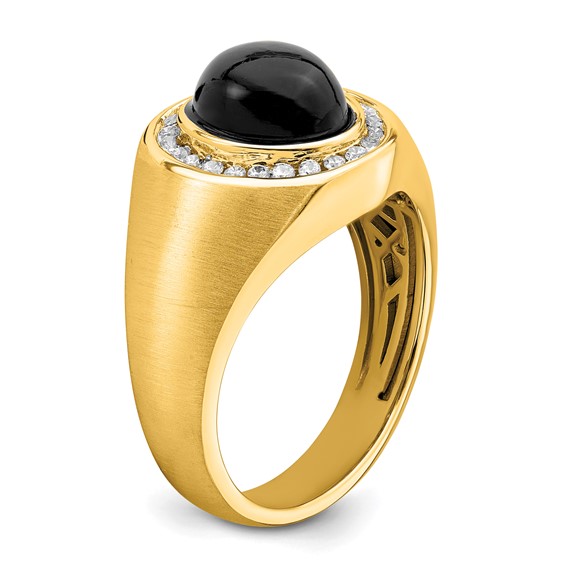 IBGoodman 14k 1/4 carat Lab Grown Diamond VS/SI+ G+ and Oval Onyx Men's Ring