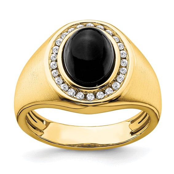 IBGoodman 14k 1/4 carat Lab Grown Diamond VS/SI+ G+ and Oval Onyx Men's Ring
