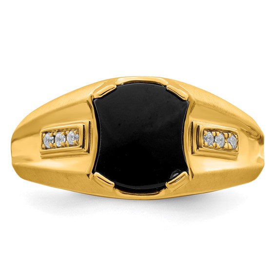 IB Goodman 14k 8mm Octagon Onyx and 1/20 carat Diamond Mens Ring