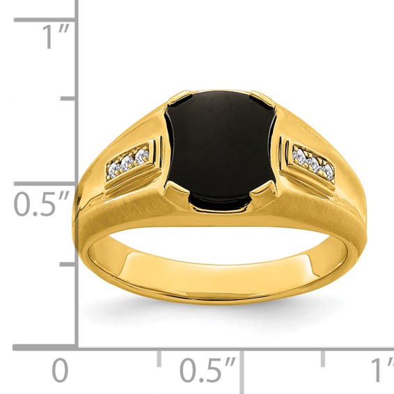 IB Goodman 14k 8mm Octagon Onyx and 1/20 carat Diamond Mens Ring