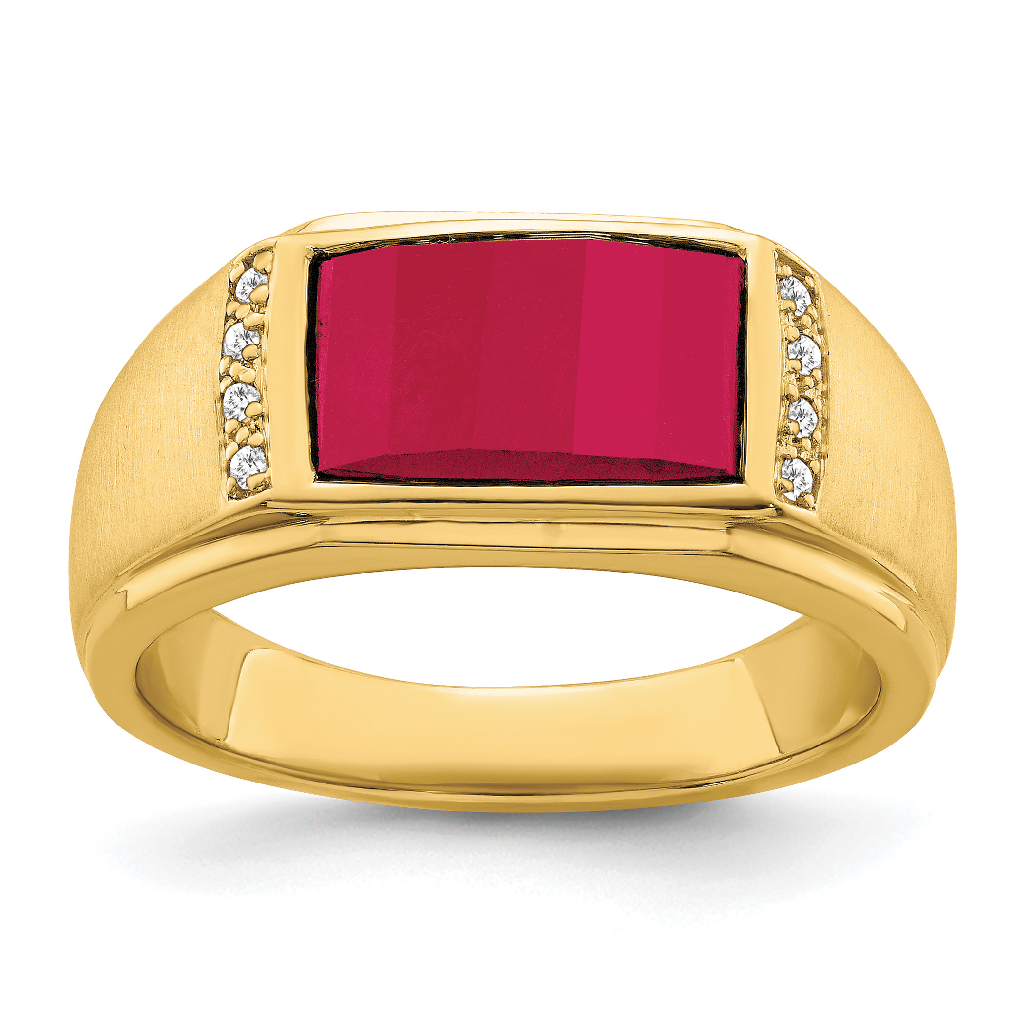 14k Created Ruby and Diamond Mens Ring (RM7359-CRU-008-YA)