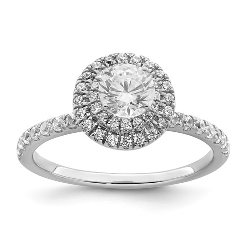 Sterling Silver Halo CZ Semi-mount Engagement Ring