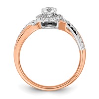 10K Two-Tone Rose and White Gold 0.62 Carat Lab Grown Diamond VS SI+ G+ Round Complete Fancy Halo Engagement Ring view 2
