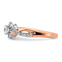 10K Two-Tone Rose and White Gold 0.62 Carat Lab Grown Diamond VS SI+ G+ Round Complete Fancy Halo Engagement Ring view 3
