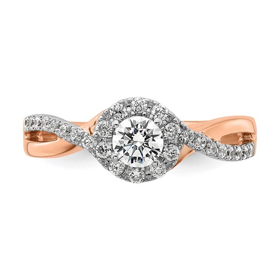 Gold Diamond Round Halo Engagement Rings