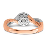 10K Two-Tone Rose and White Gold 0.62 Carat Lab Grown Diamond VS SI+ G+ Round Complete Fancy Halo Engagement Ring view 5