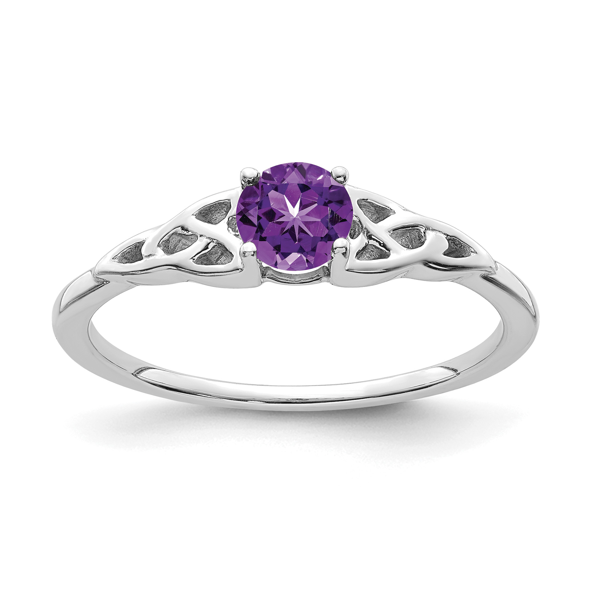14K White Gold Amethyst Celtic Knot Ring (RM7396-AM-W)