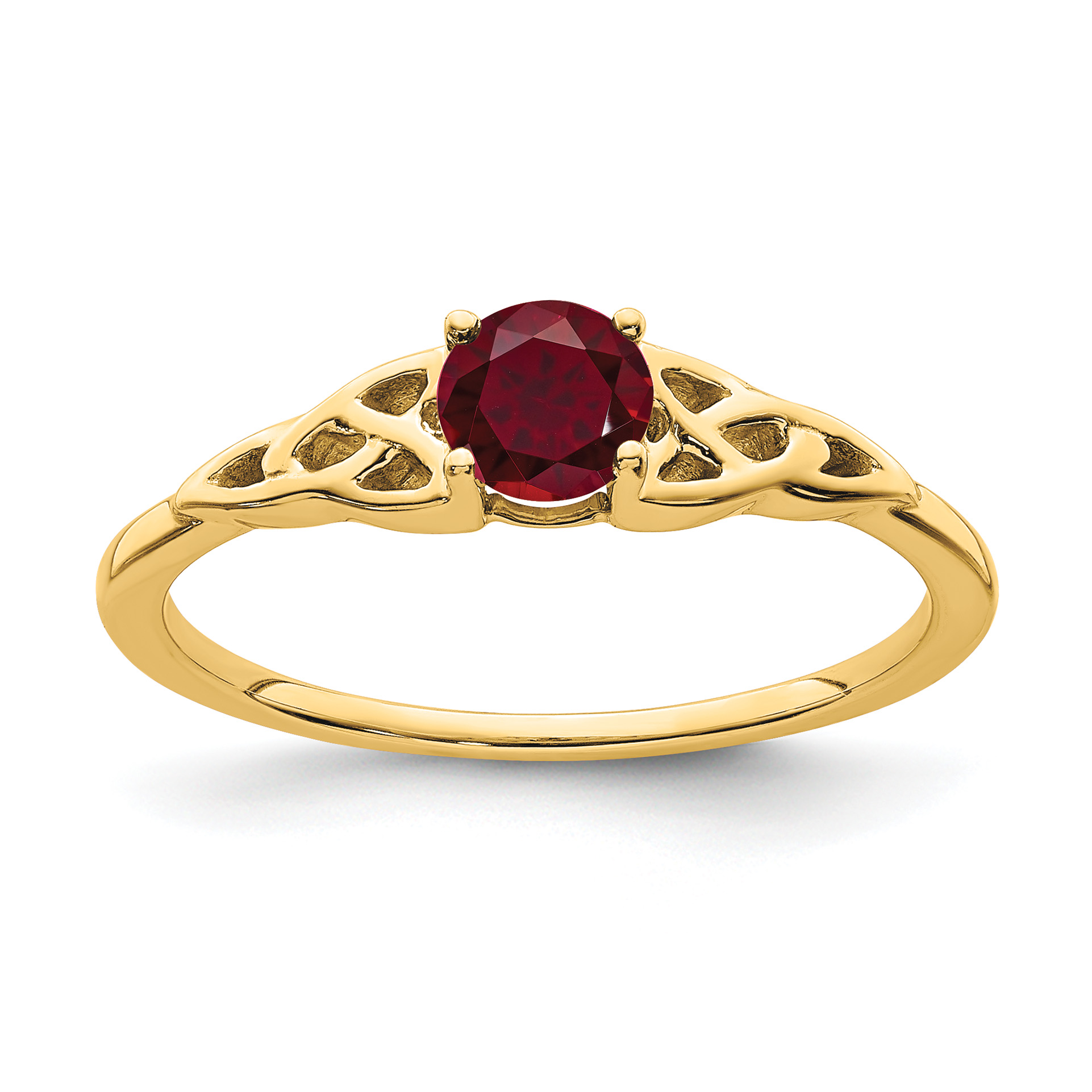 14K Created Ruby Celtic Knot Ring (RM7396-CRU-Y)
