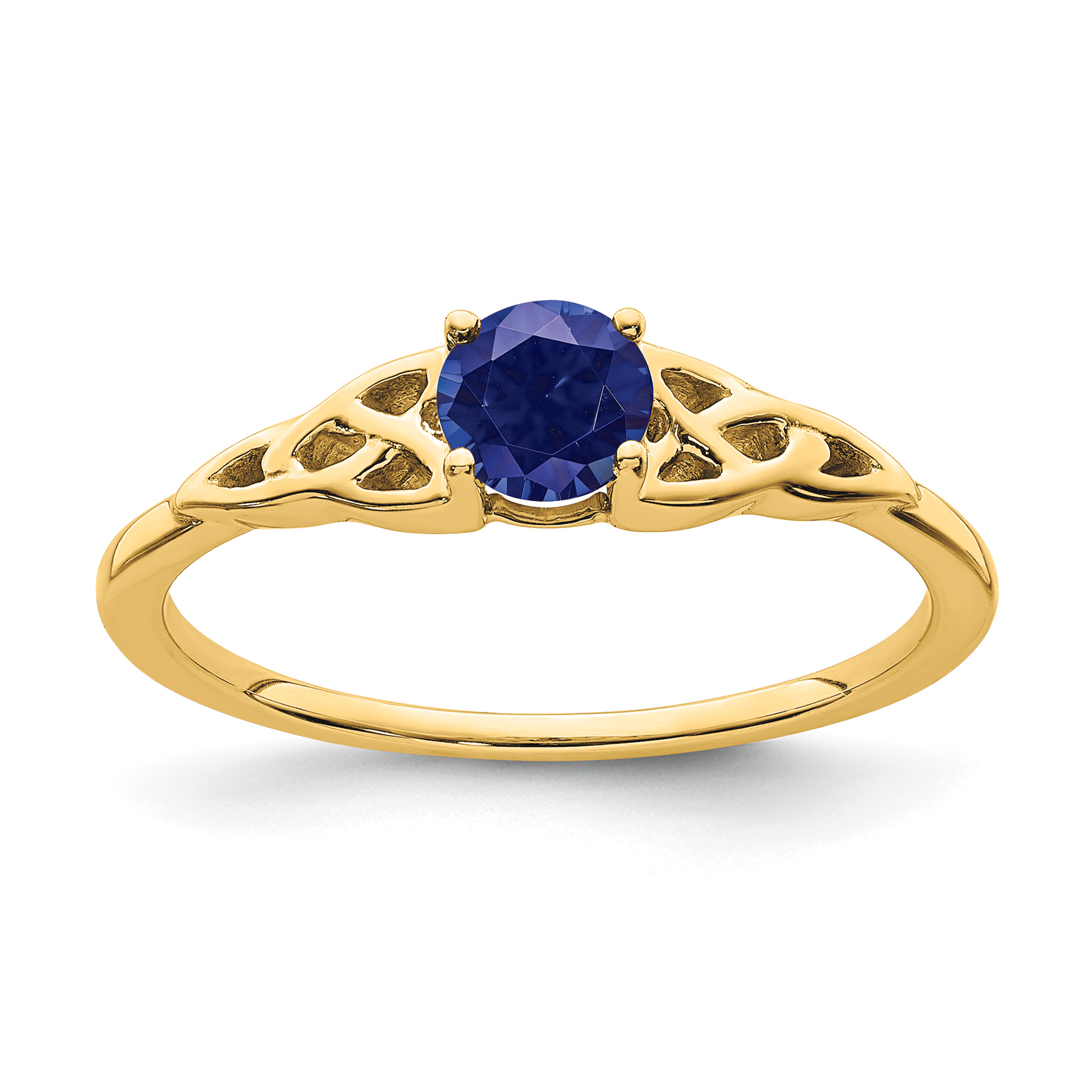 10k Created Sapphire Celtic Knot Ring (RM7396-CSA-1Y)