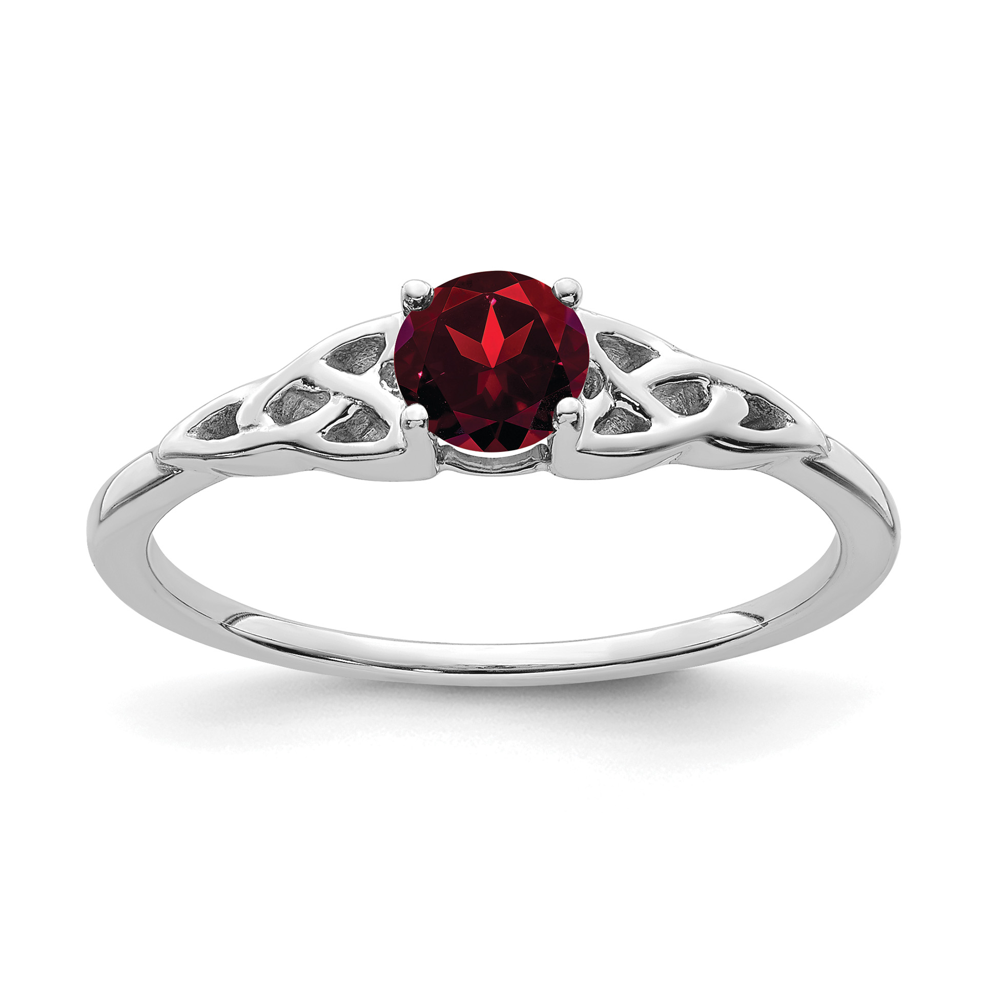 14K White Gold Garnet Celtic Knot Ring (RM7396-GA-W)