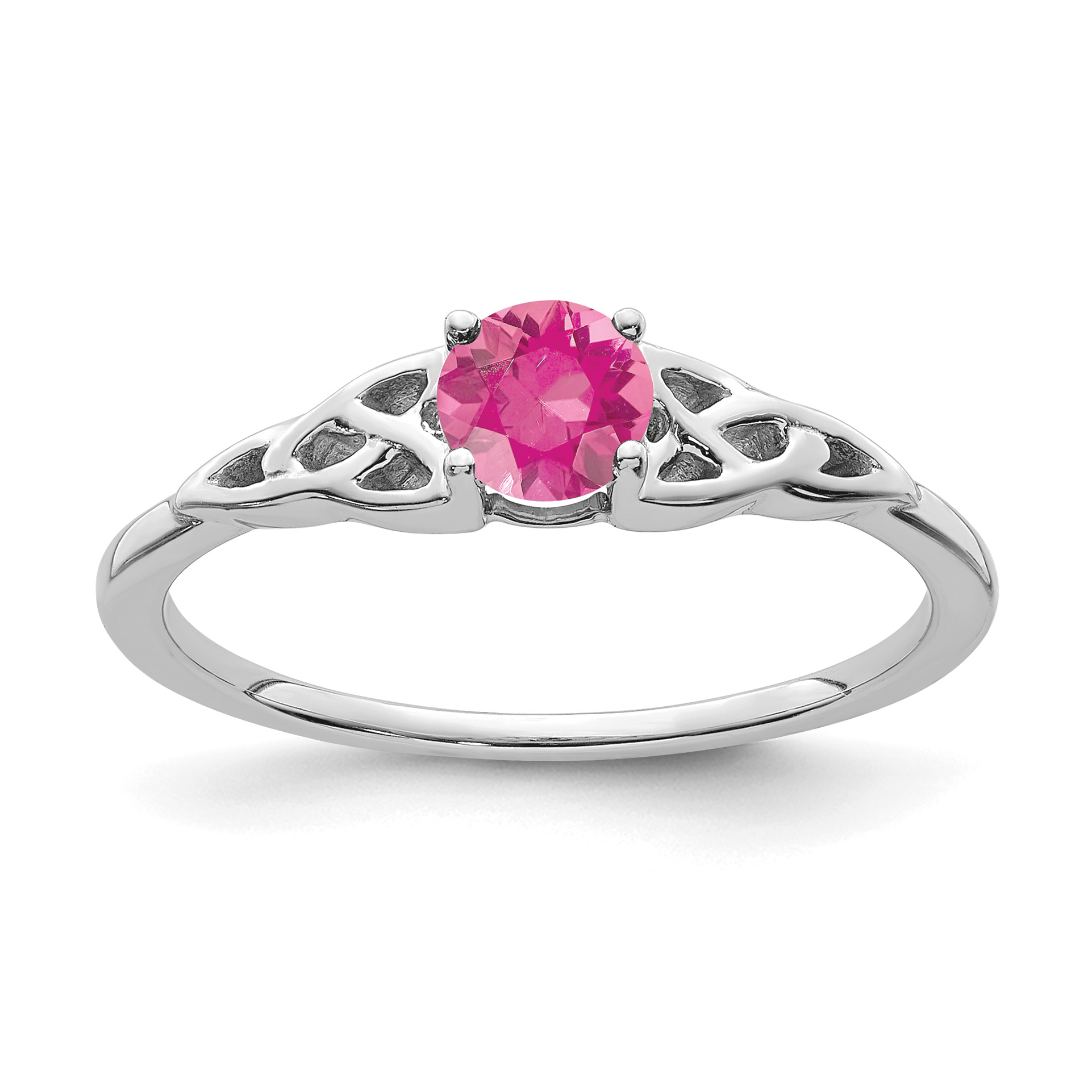 14K White Gold Pink Tourmaline Celtic Knot Ring (RM7396-PT-W)
