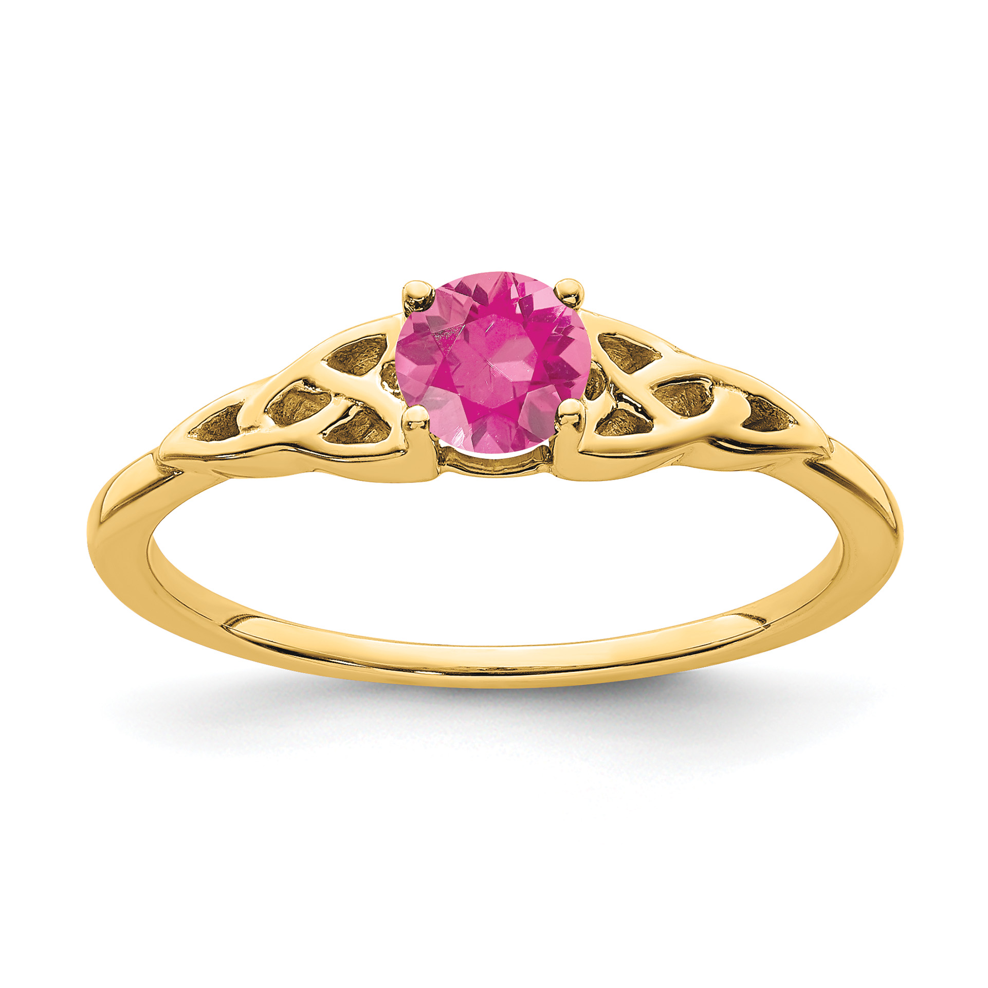 14K Pink Tourmaline Celtic Knot Ring (RM7396-PT-Y)
