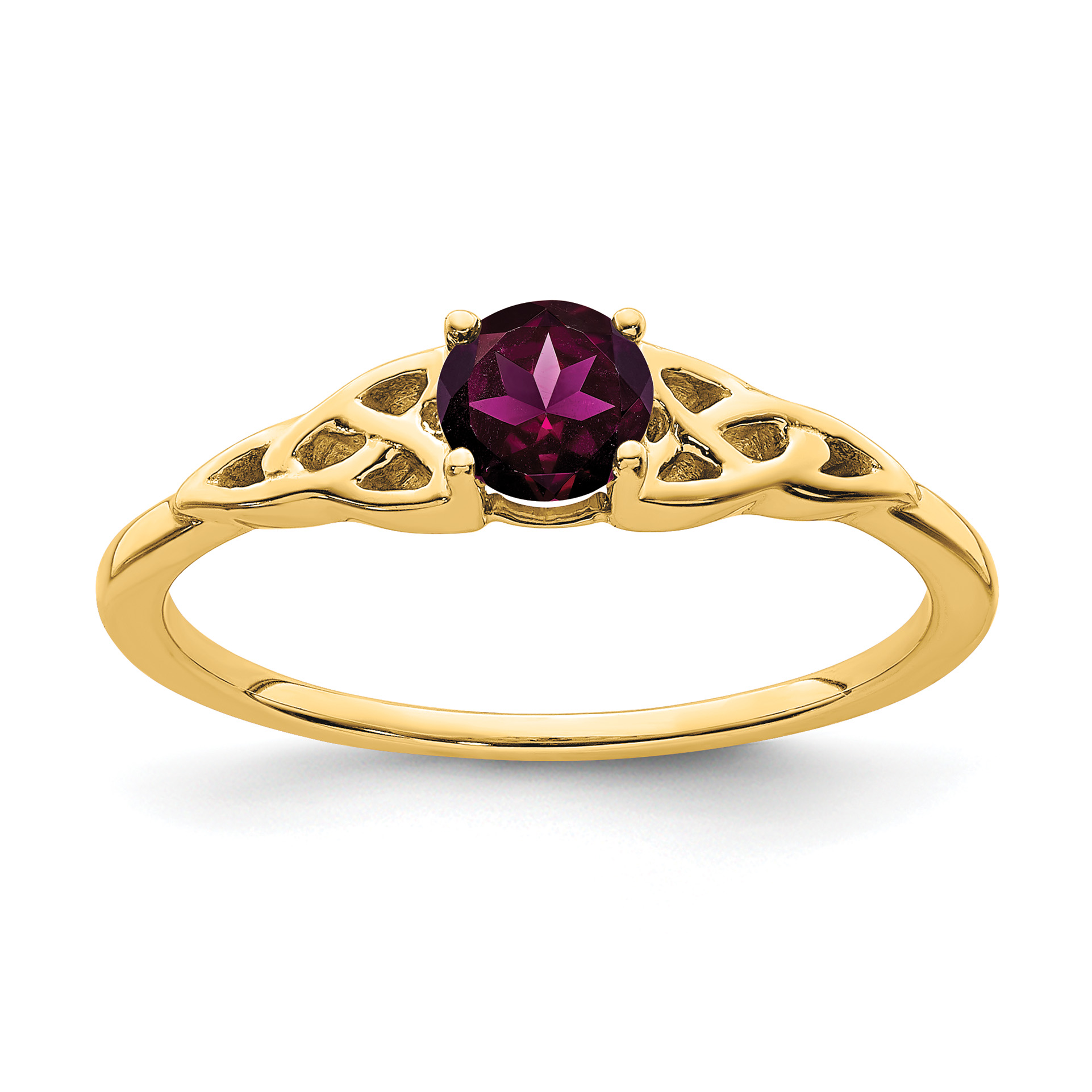 14K Rhodolite Garnet Celtic Knot Ring (RM7396-RG-Y)