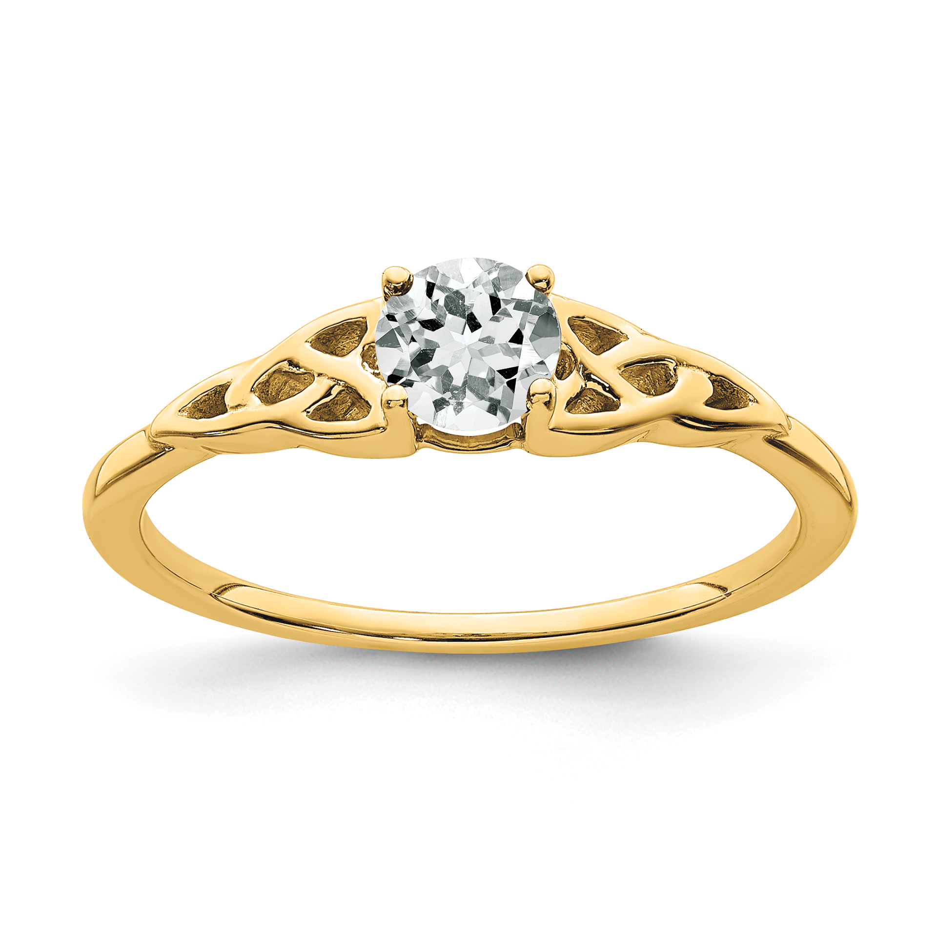 14K White Topaz Celtic Knot Ring (RM7396-WT-Y)