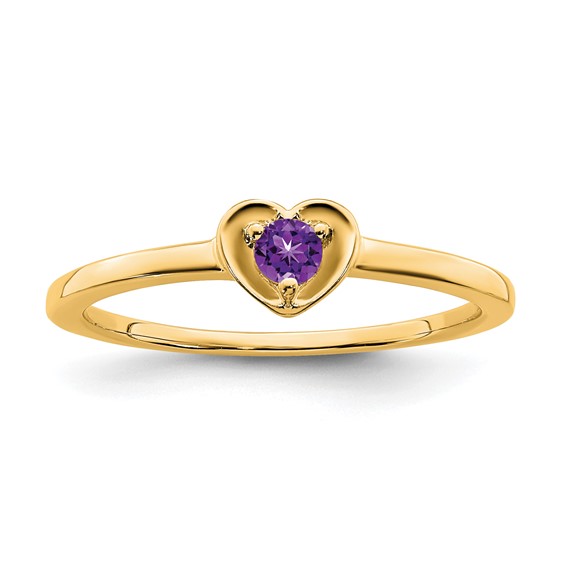 14K Amethyst Heart Ring