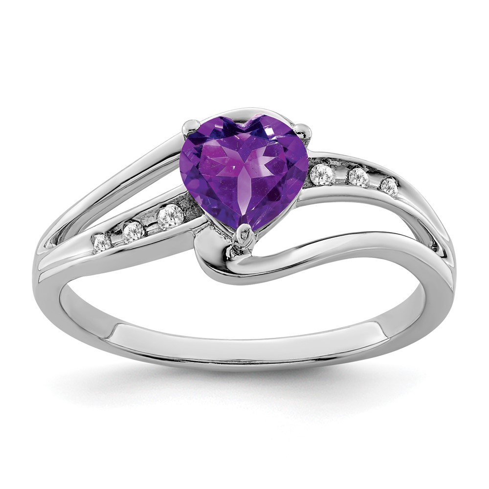 Sterling Silver Rhodium-plated Amethyst and Diamond Ring (RM7401-AM-004-SSA-6)