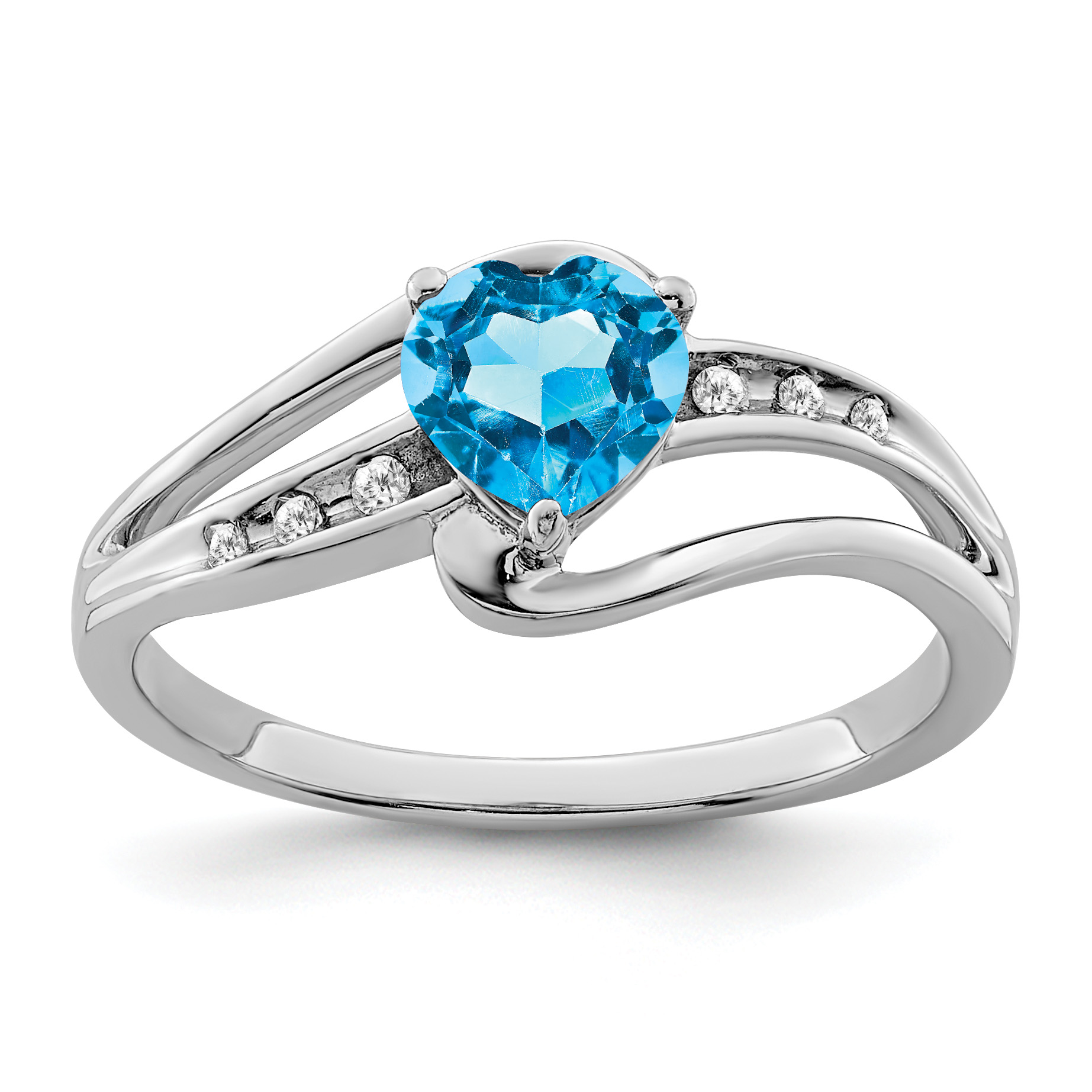 Sterling Silver Rhodium-plated Blue Topaz and Diamond Ring (RM7401-BT-004-SSA-6)