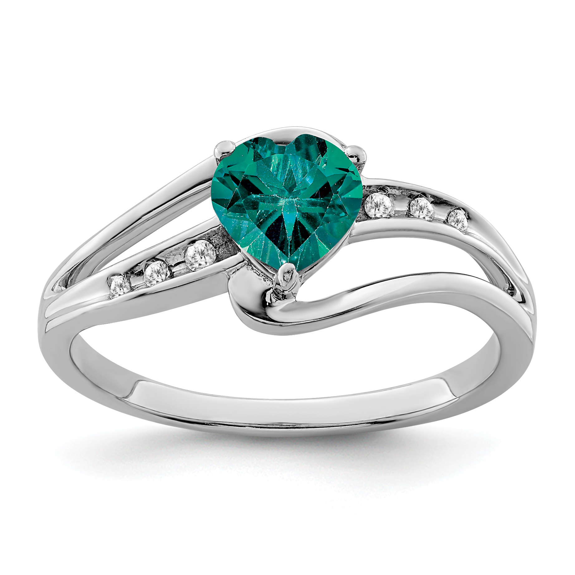 Sterling Silver Rhodium-plated Created Alexandrite and Diamond Ring (RM7401-CA-004-SSA-6)