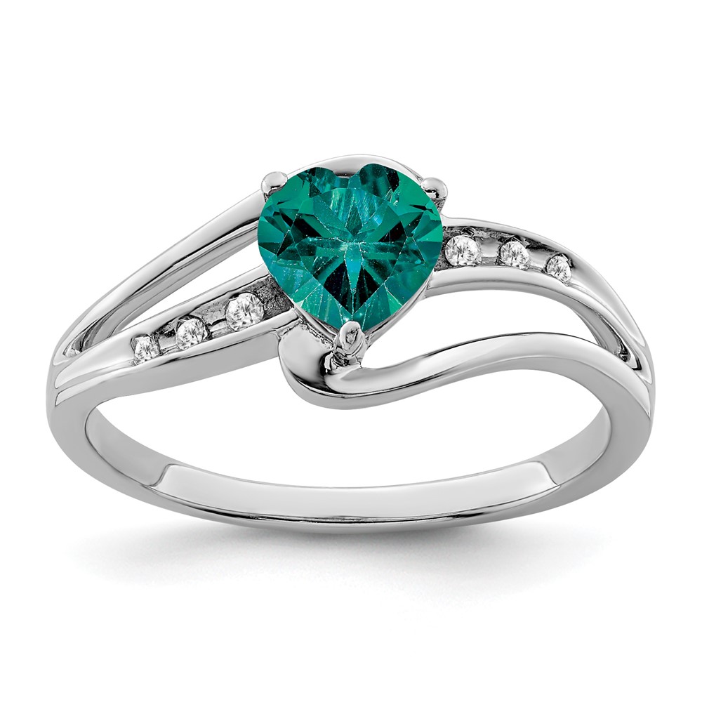 Sterling Silver Rhodium-plated Created Alexandrite and Diamond Ring (RM7401-CA-004-SSA-6)