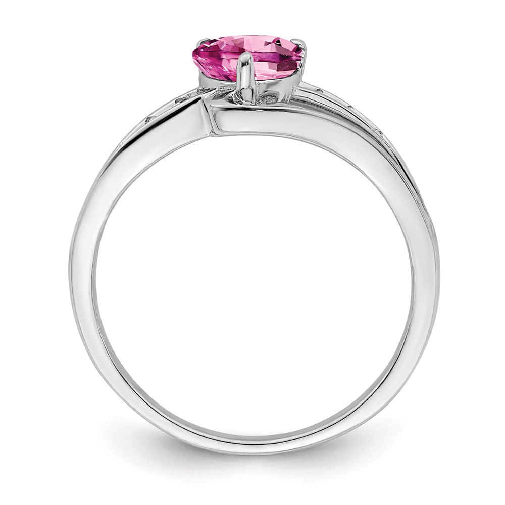 Sterling Silver Rhodium-plated Created Pink Sapphire and Diamond Ring (RM7401-CPS-004-SSA-7)