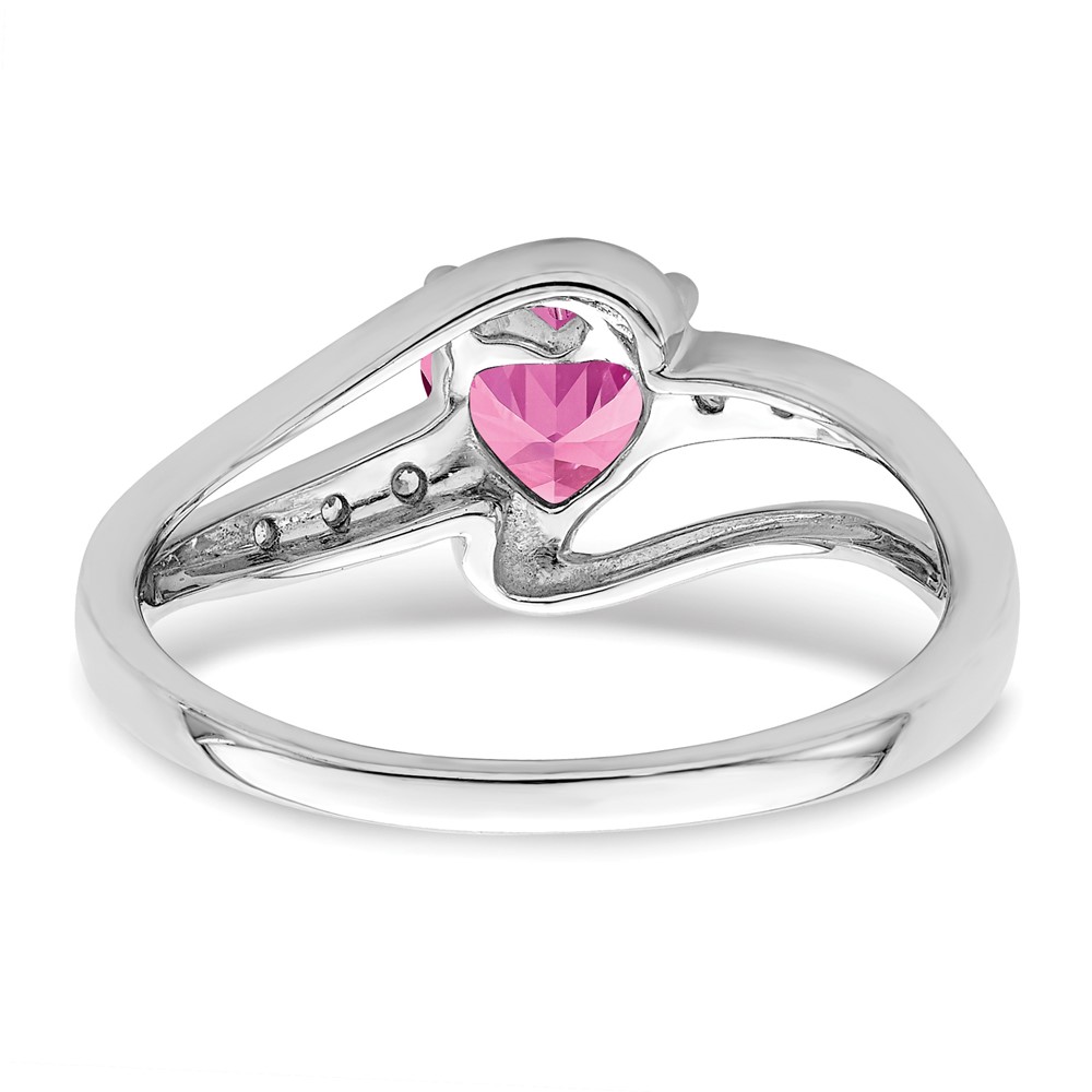 Sterling Silver Rhodium-plated Created Pink Sapphire and Diamond Ring (RM7401-CPS-004-SSA-7)