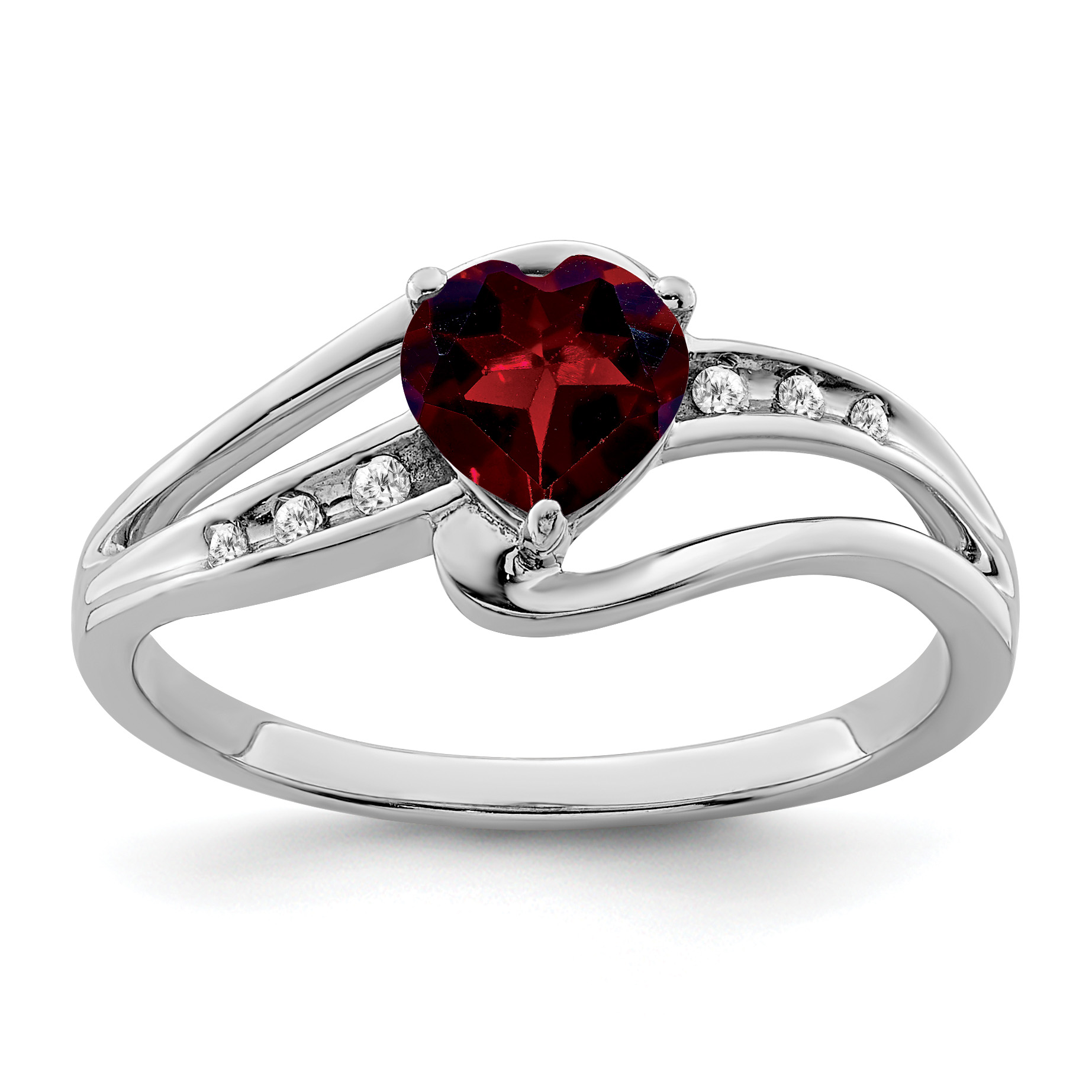 Sterling Silver Rhodium-plated Garnet and Diamond Ring (RM7401-GA-004-SSA-6)