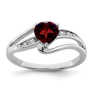 Sterling Silver Gemstone and Diamond Ring