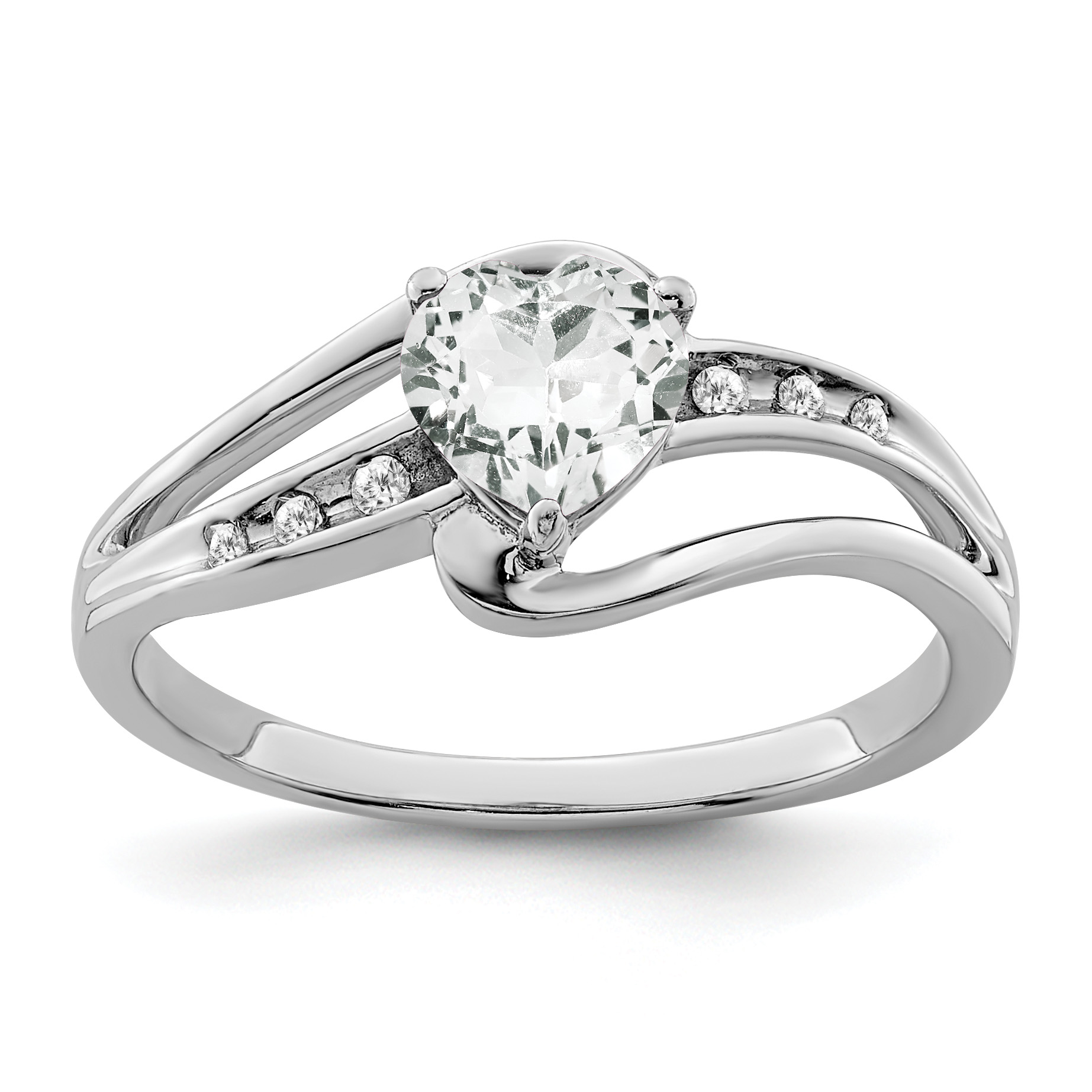 Sterling Silver Rhodium-plated White Topaz and Diamond Ring (RM7401-WT-004-SSA-6)