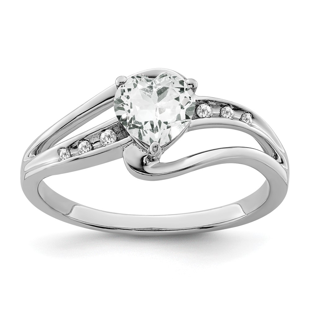 Sterling Silver Rhodium-plated White Topaz and Diamond Ring (RM7401-WT-004-SSA-6)