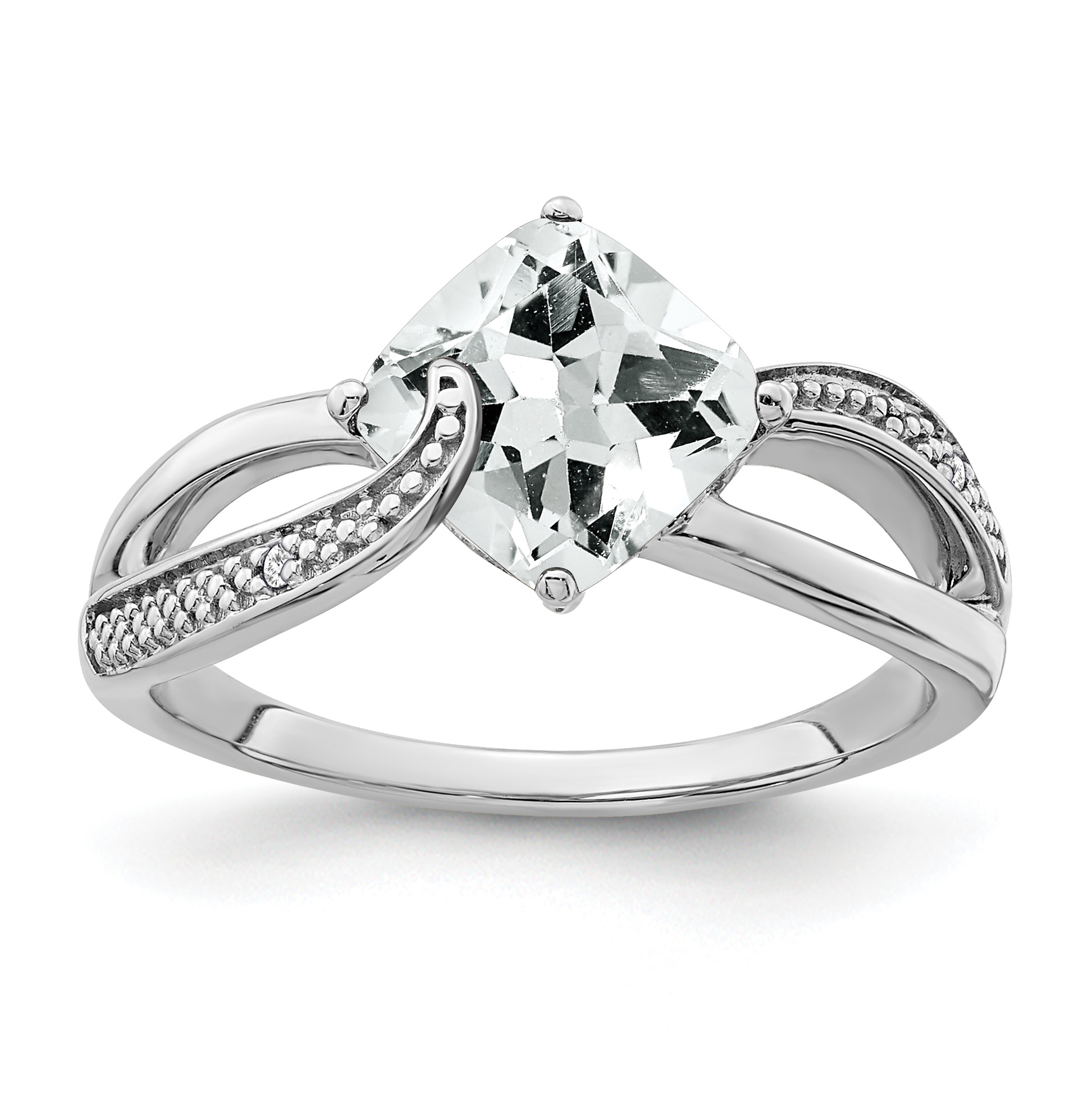 Sterling Silver Rhodium-plated White Topaz and Diamond Ring (RM7402-WT-001-SSA-6)