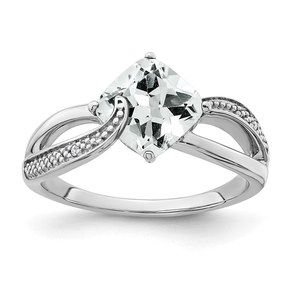 Sterling Silver Rhodium-plated White Topaz and Diamond Ring (RM7402-WT-001-SSA-6)