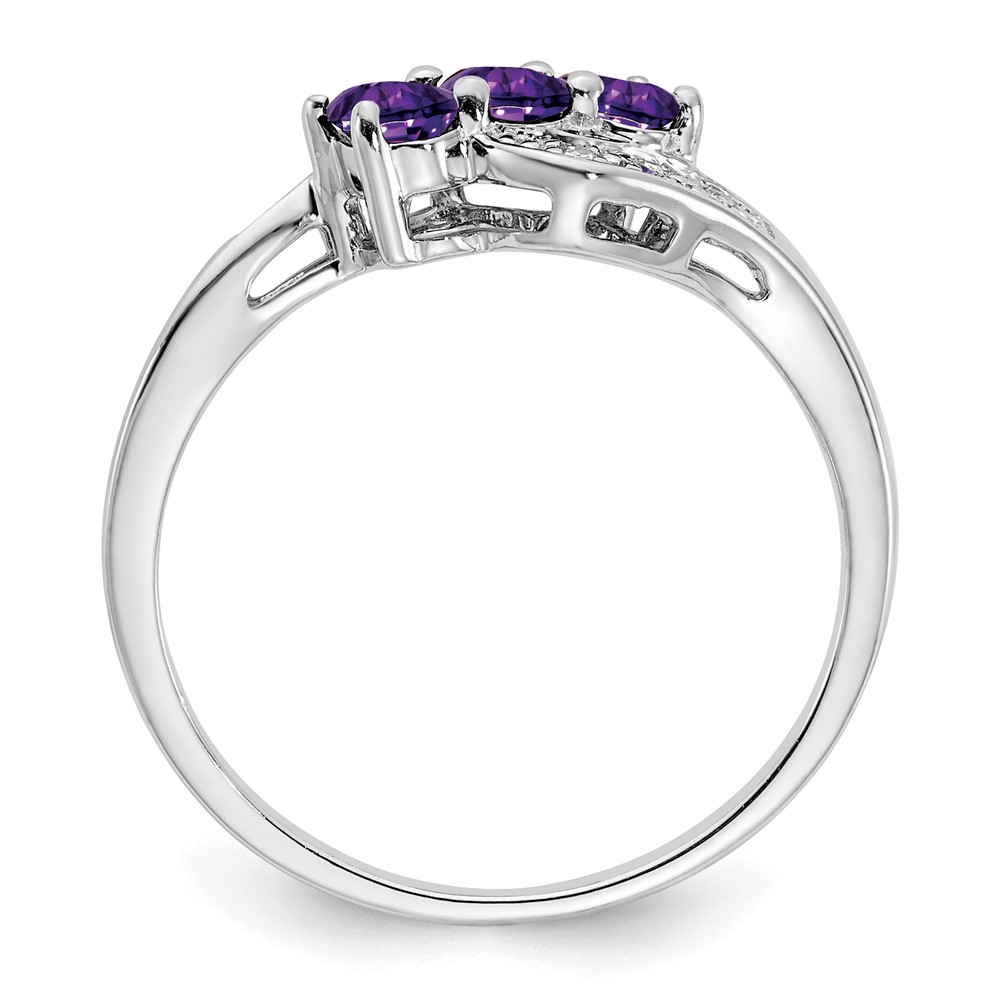 Sterling Silver Rhodium-plated Amethyst and Diamond Ring (RM7403-AM-003-SSA-6)