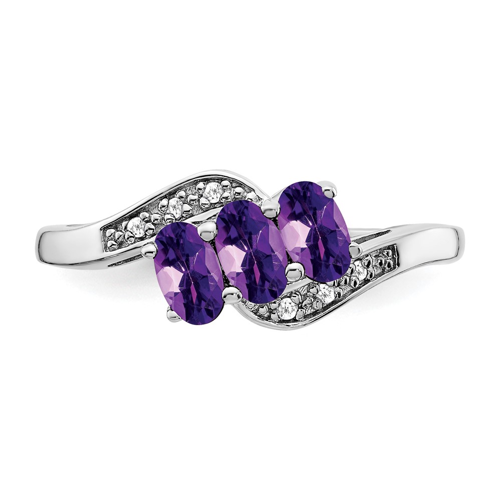 Sterling Silver Rhodium-plated Amethyst and Diamond Ring (RM7403-AM-003-SSA-6)