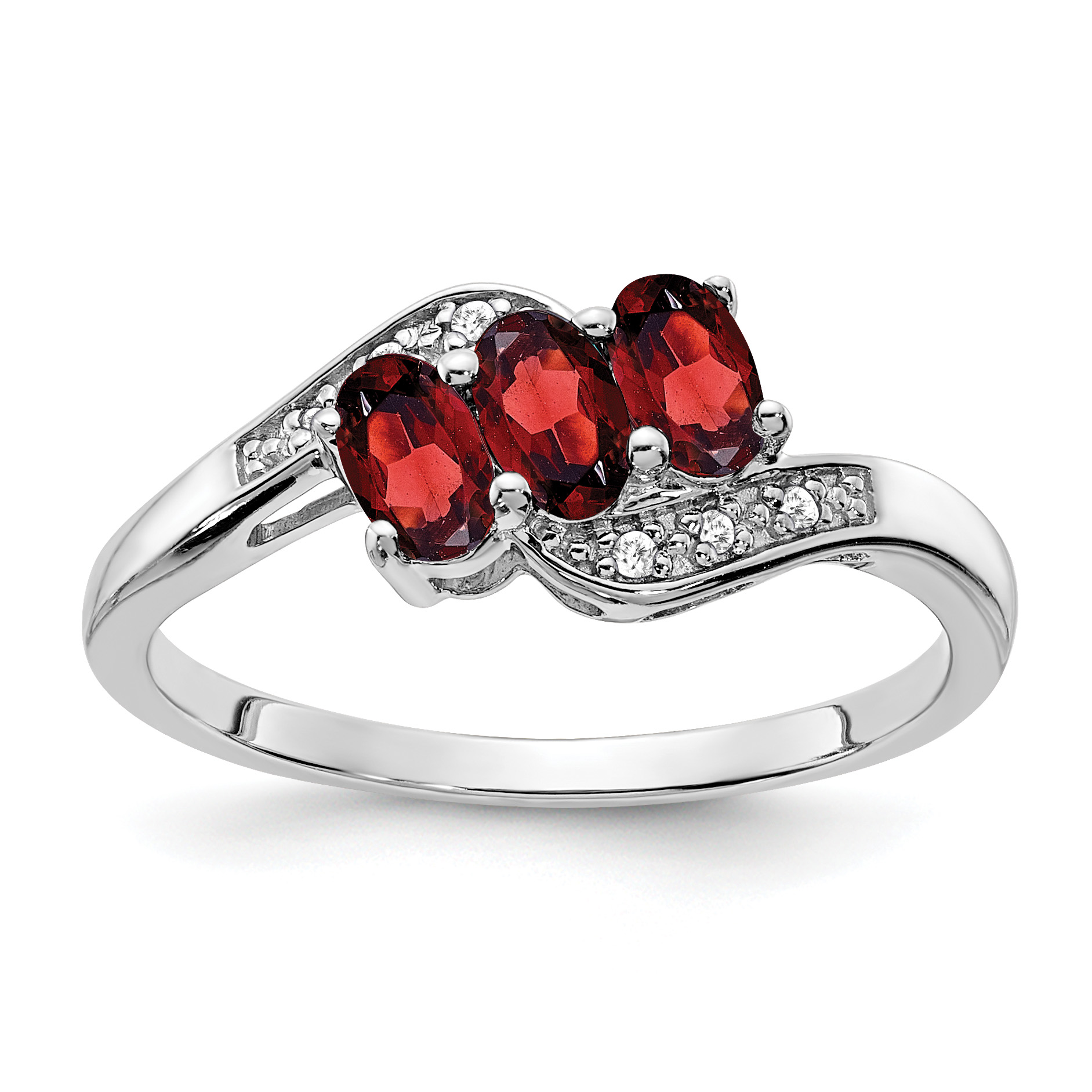 Sterling Silver Rhodium-plated Garnet and Diamond Ring (RM7403-GA-003-SSA-6)