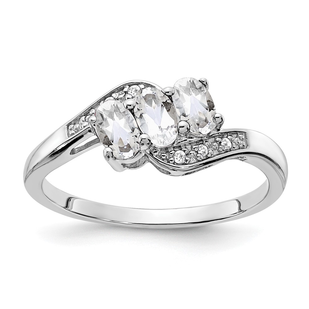 Sterling Silver Rhodium-plated White Topaz and Diamond Ring (RM7403-WT-003-SSA-7)