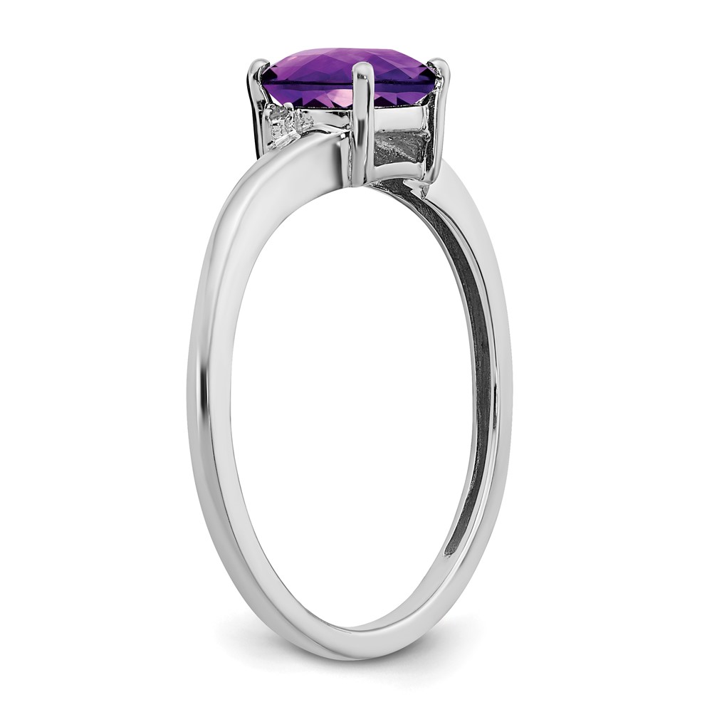 Sterling Silver Rhodium-plated Amethyst and Diamond Ring (RM7404-AM-001-SSA-7)