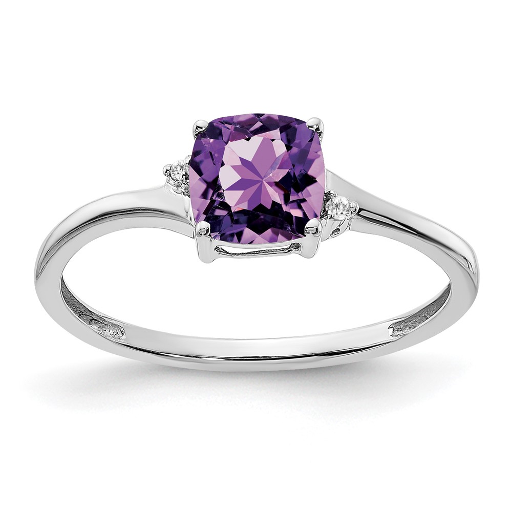 Sterling Silver Rhodium-plated Amethyst and Diamond Ring (RM7404-AM-001-SSA-7)