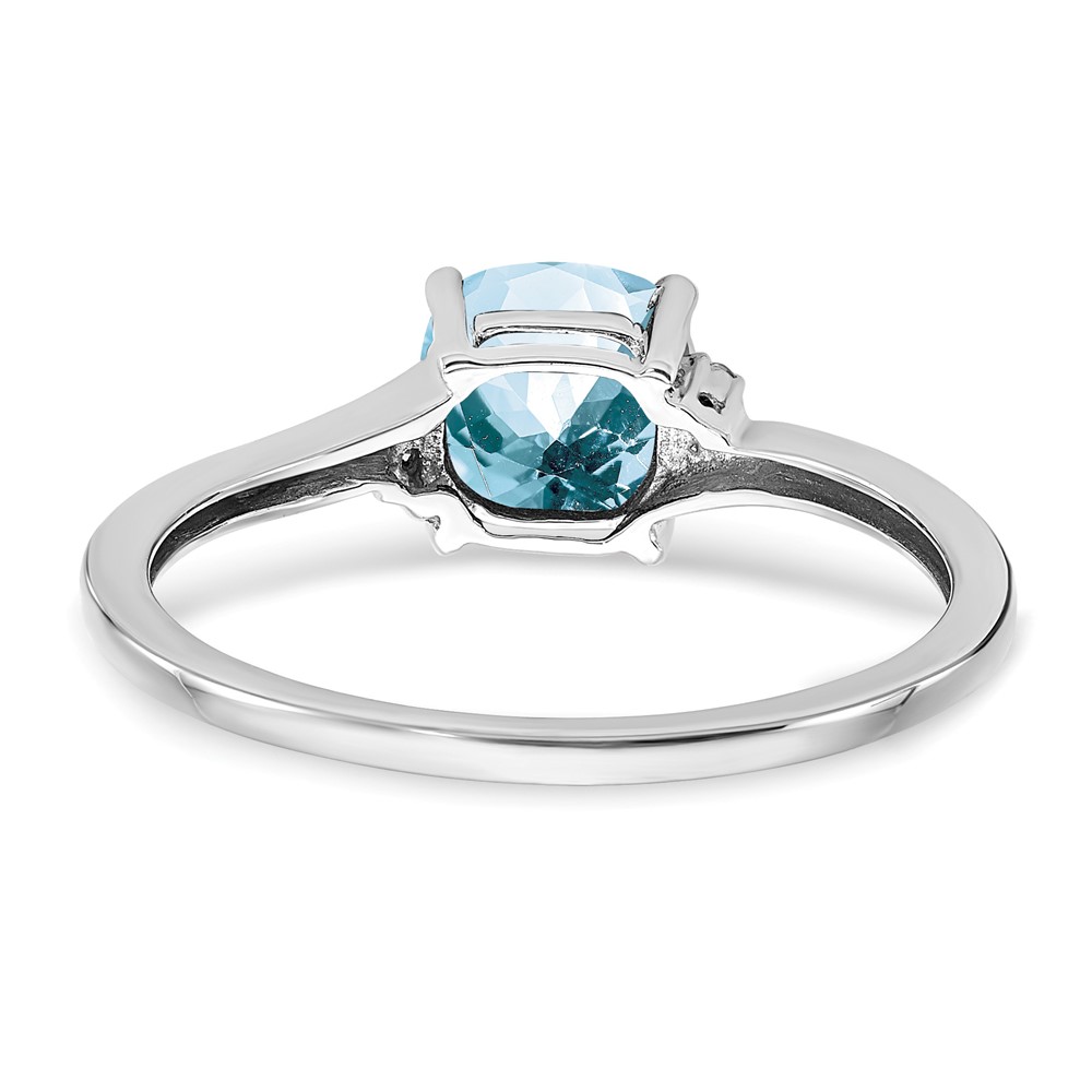 Sterling Silver Rhodium-plated Aquamarine and Diamond Ring (RM7404-AQ-001-SSA-7)