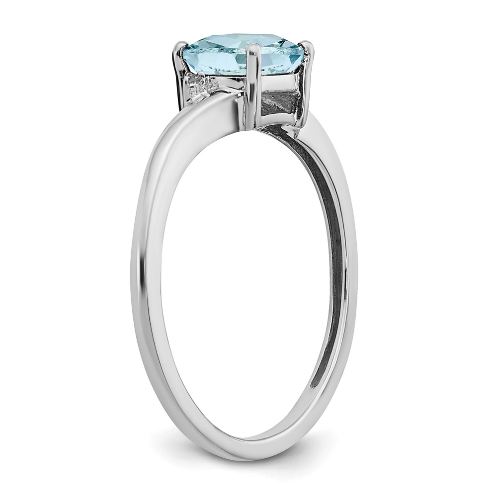 Sterling Silver Rhodium-plated Aquamarine and Diamond Ring (RM7404-AQ-001-SSA-7)
