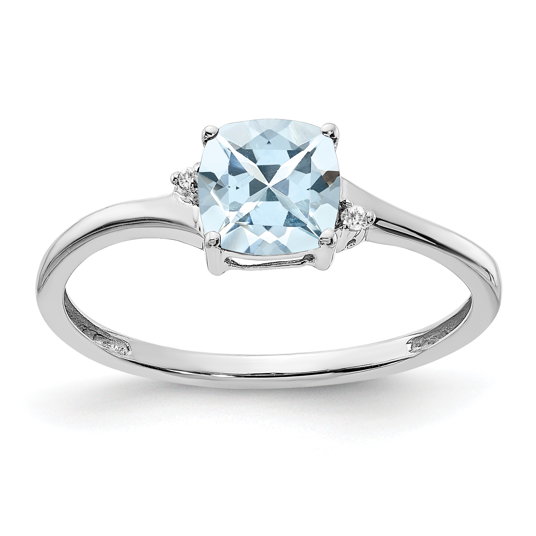 Sterling Silver Rhodium-plated Aquamarine and Diamond Ring (RM7404-AQ-001-SSA-7)