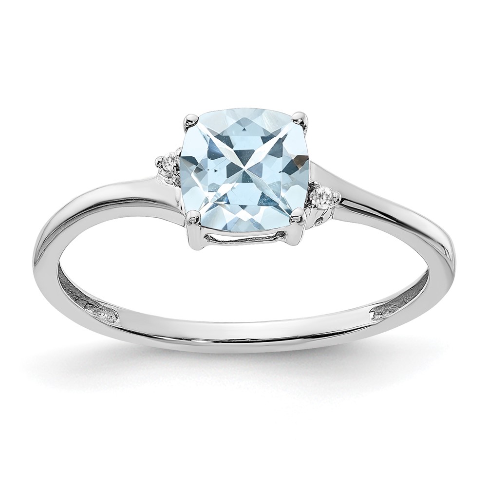 Sterling Silver Rhodium-plated Aquamarine and Diamond Ring (RM7404-AQ-001-SSA-7)